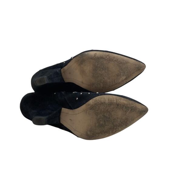 Sam Edelman Roya Black Suede Silver Studded Boots 8 - Picture 3 of 7